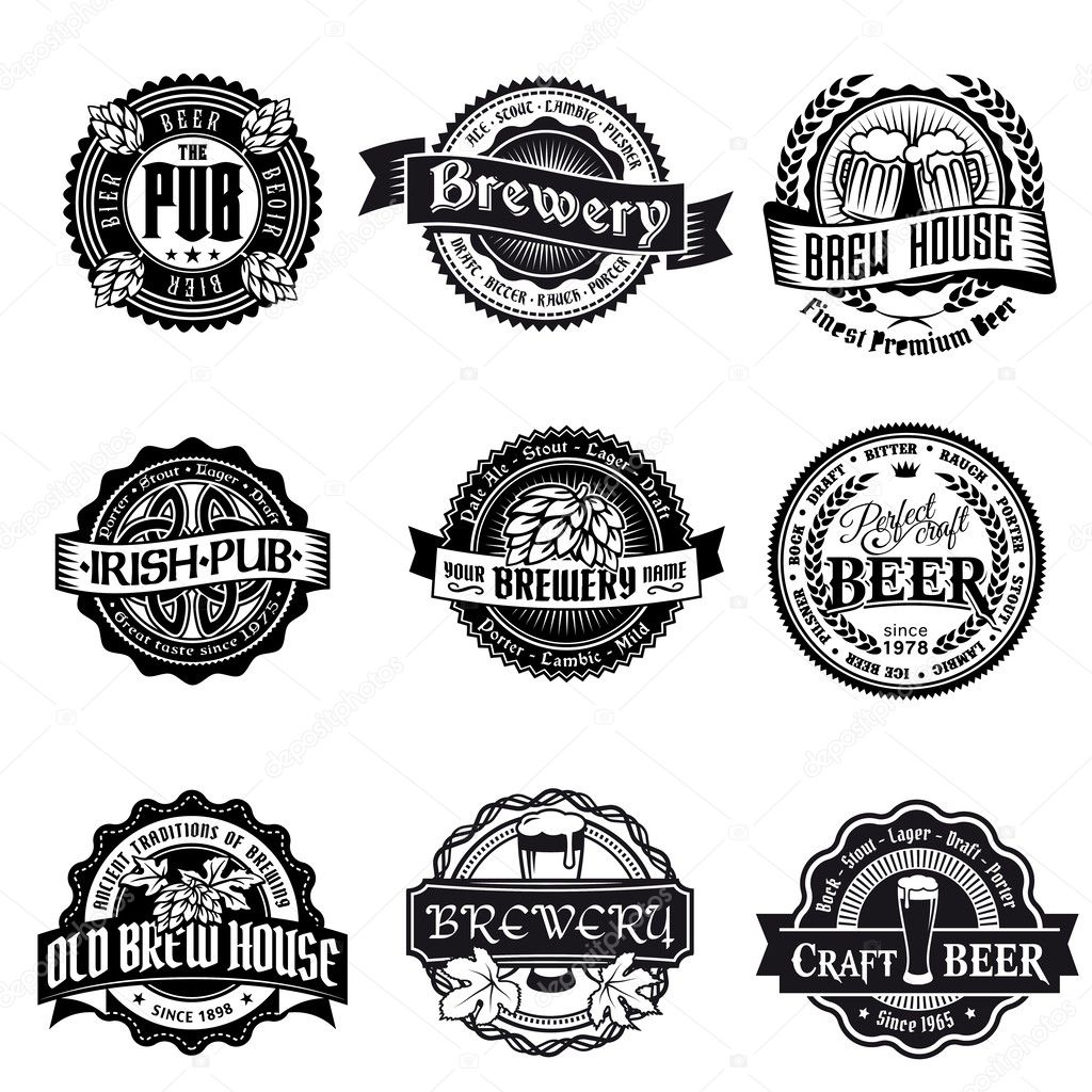 Retro set styled label of beer. Good as a template of advertisement.