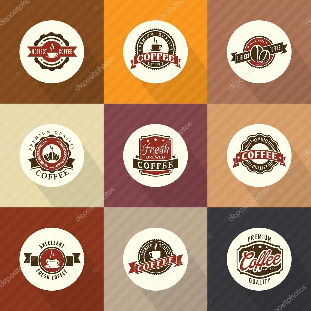 Set of vintage retro coffee badges and labels