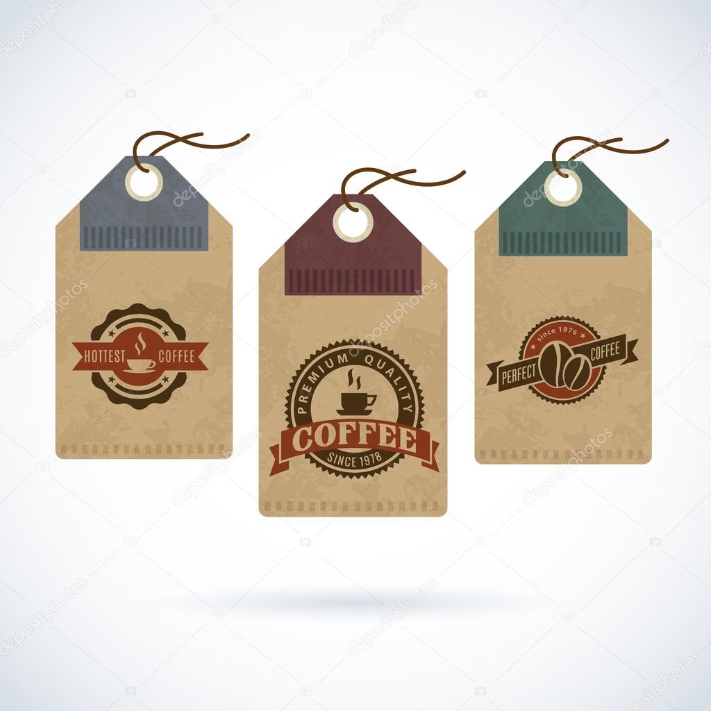 Set of vintage retro coffee badges and labels
