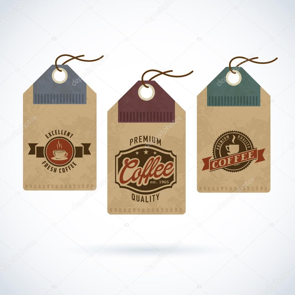 Set of vintage retro coffee badges and labels
