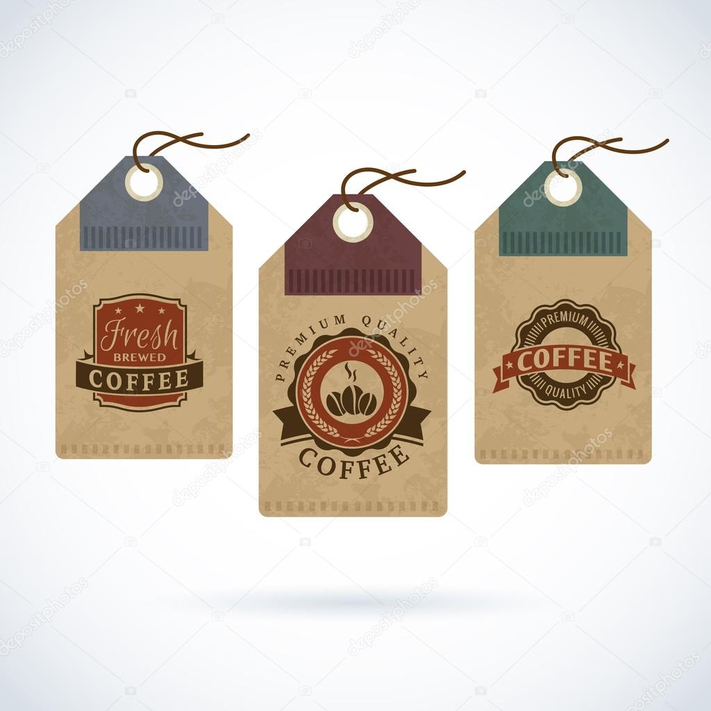 Set of vintage retro coffee badges and labels