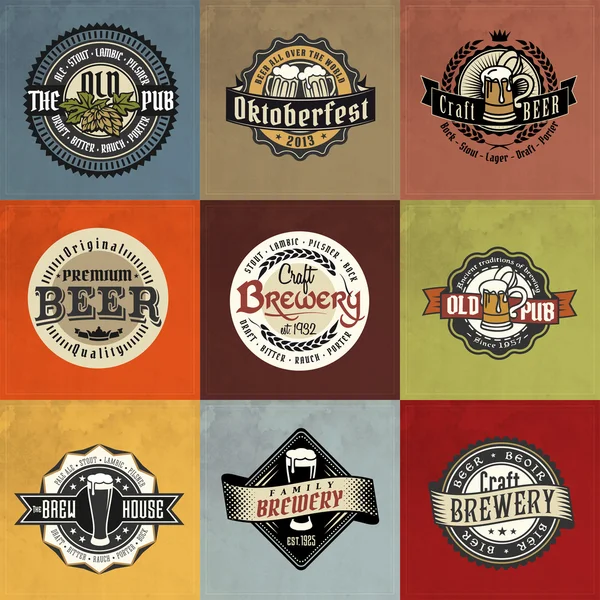 Etiqueta de estilo retro set de cerveza . — Vector de stock