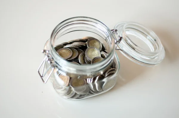 Coins in a bottle — Stock Photo, Image