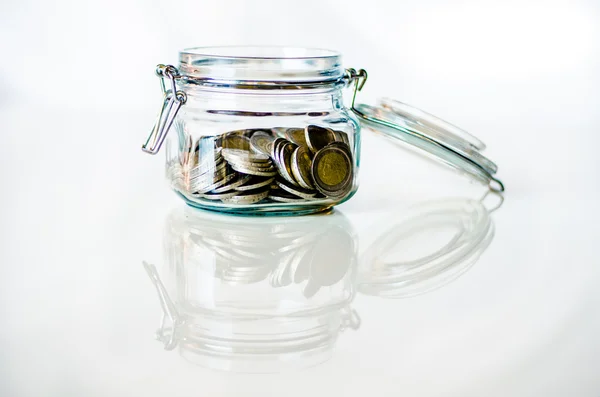 Coins in a bottle — Stock Photo, Image