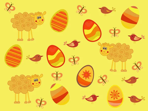 Conejo de Pascua, ovejas, huevo — Vector de stock