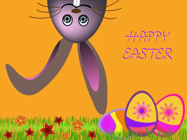 Velikonoční vajíčka a králík — Stockový vektor