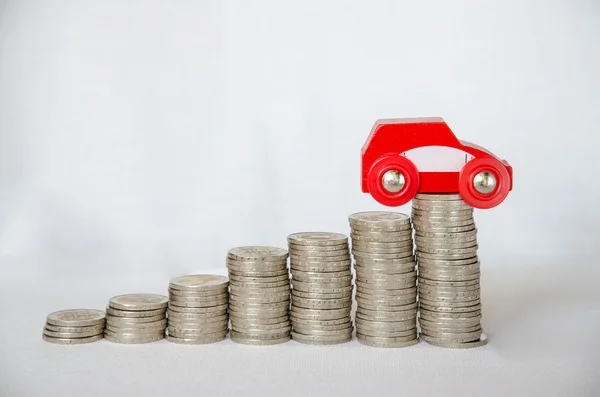 Coins and car — Stock Photo, Image