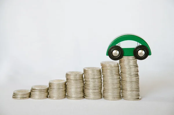 Coins and car — Stock Photo, Image