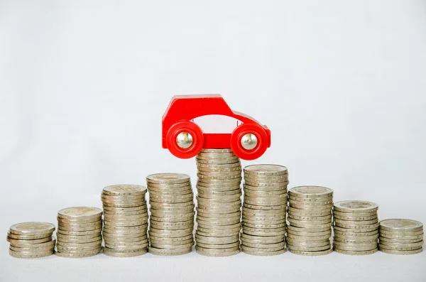 Coins and car — Stock Photo, Image