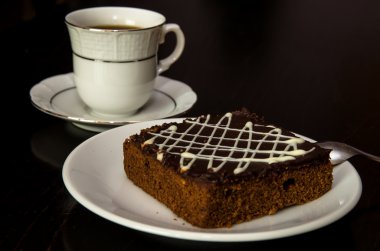 chocolate cake and cup of coffee
