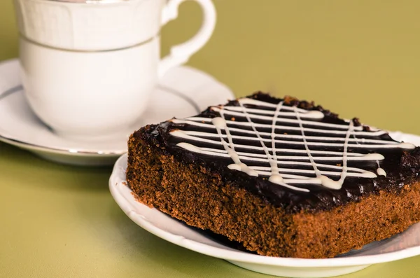 Choklad tårta och fika — Stockfoto