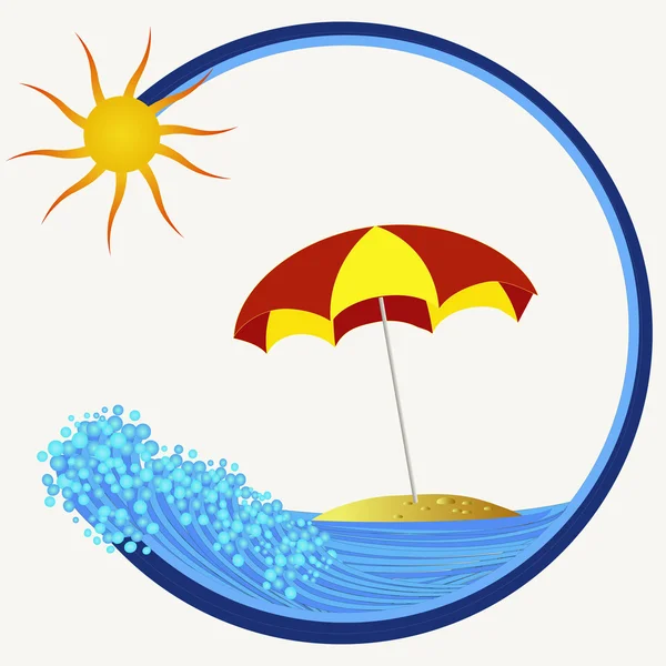 Island with umbrella — Stock Vector
