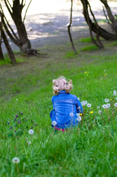 Blond meisje achteraanzicht — Stockfoto