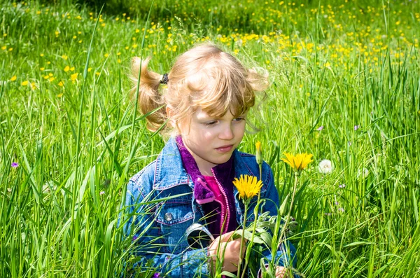 Дівчина і квіти — стокове фото
