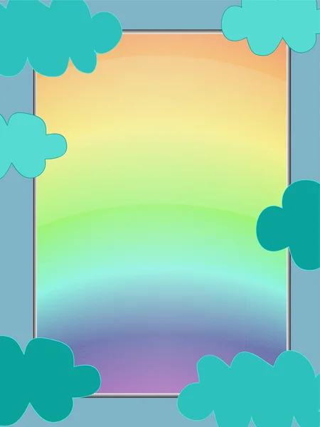 Mraky a rainbow rám — Stockový vektor