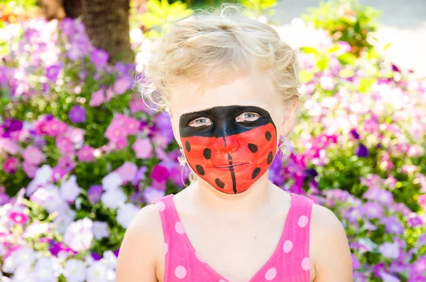 Ladybug face painting — Stock Photo, Image