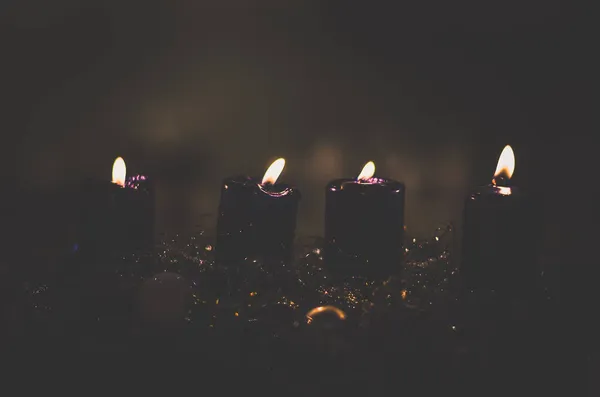 Brandende Kaarsen Adventsdecoratie Luxe Magie — Stockfoto
