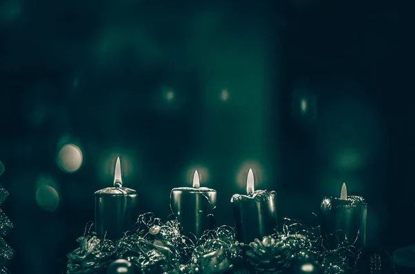 Brandende Kaarsen Adventsdecoratie Luxe Magie — Stockfoto