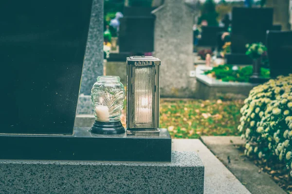 Bunte Dekoration Auf Dem Friedhof Allerheiligen — Stockfoto