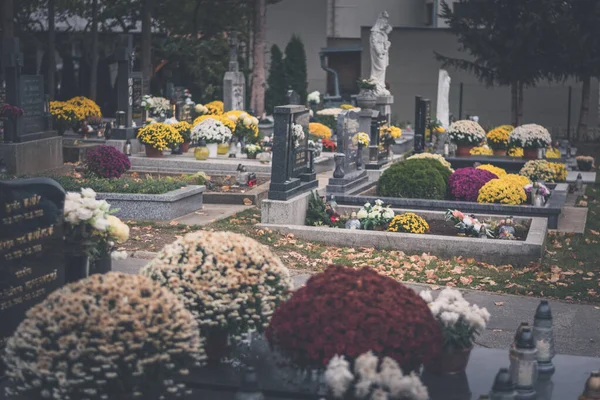 Decoración Colorida Velas Encendidas Cementerio —  Fotos de Stock