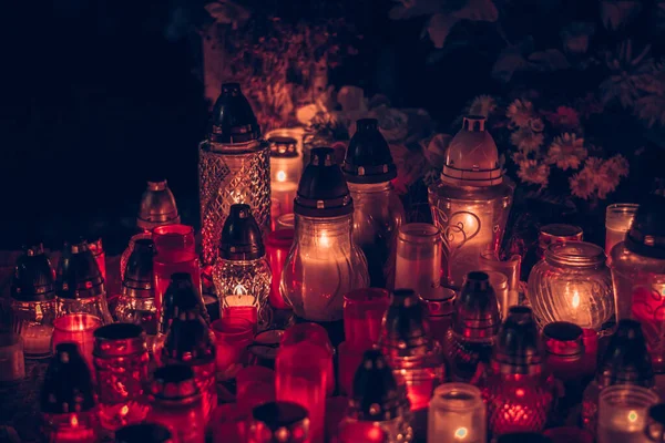 Concepto Día Todos Los Santos Con Fondo Velas Encendidas —  Fotos de Stock