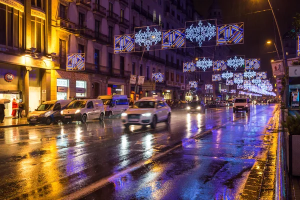 Desember, barcelona, rambla, regn — Stockfoto