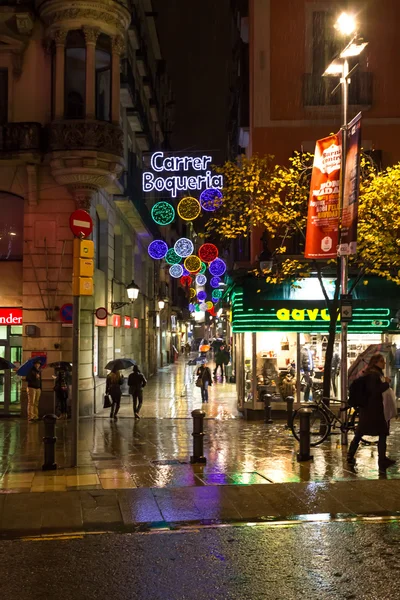 Desember, Barcelona, Rambla, Lluvia —  Fotos de Stock