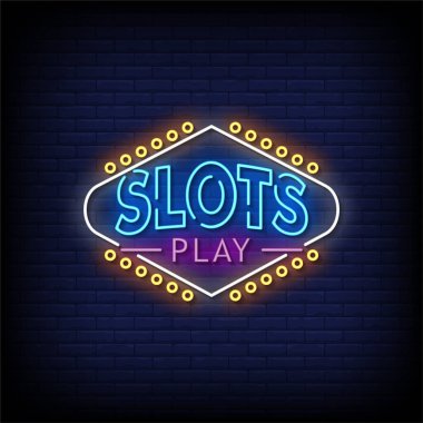 Slotlar neon işareti, neon biçimli vektör çizimi oynar