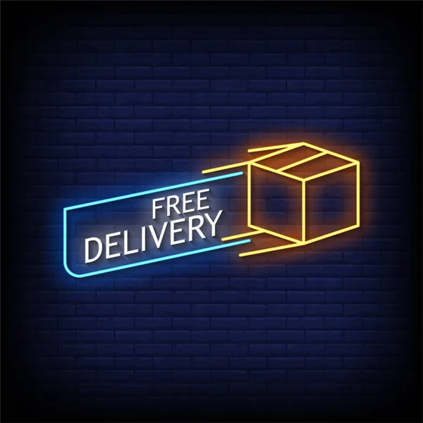 Free Delivery Neon Sign Neon Style Vector Illustration — Stock Vector