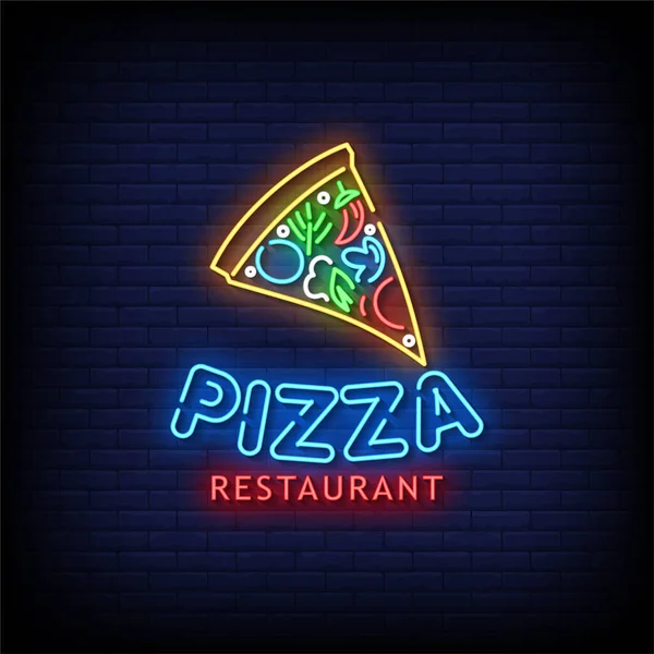 Pizza Restauracja Neon Znak Neon Styl Wektor Ilustracja — Wektor stockowy