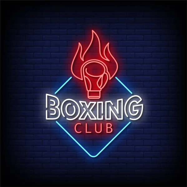 Neonový Symbol Boxerského Klubu Vektorová Ilustrace Neonovém Stylu — Stockový vektor