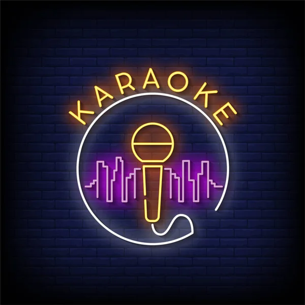 Karaoke Neon Teken Neon Stijl Vector Illustratie — Stockvector