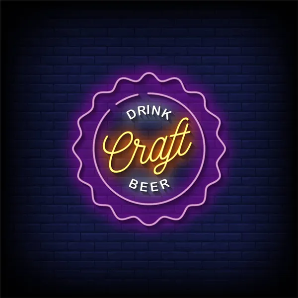 Craft Beer Leuchtreklame Vektorstil — Stockvektor