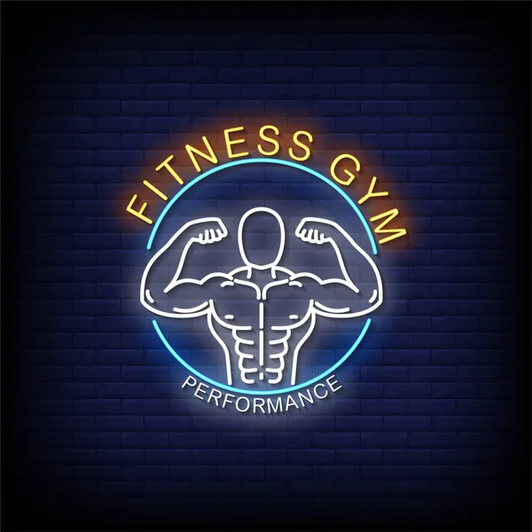 Fitness Gym Neon Tekenen Stijl Text Vector — Stockvector