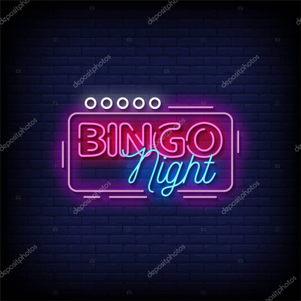 Bingo Night neon sign, neon style vector illustration