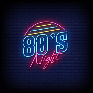 neon biçimli vektör illüstrasyonu 80 'lerin gecesi