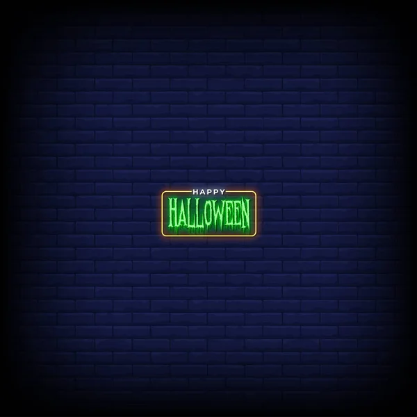 Neon Estilo Vetor Ilustração Lettering Feliz Halloween — Vetor de Stock