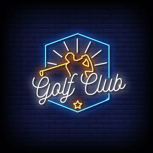 Neon Style Vector Illustration Lettering Golf Club — Vettoriale Stock