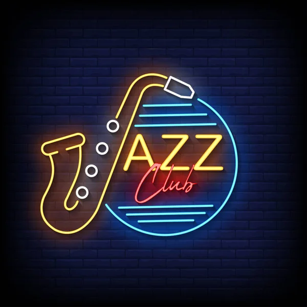 Neon Style Vector Illustration Lettering Jazz Club — стоковый вектор