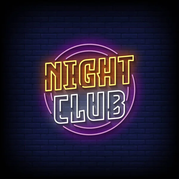 Neon Style Vector Illustration Lettering Night Club — Stockvektor