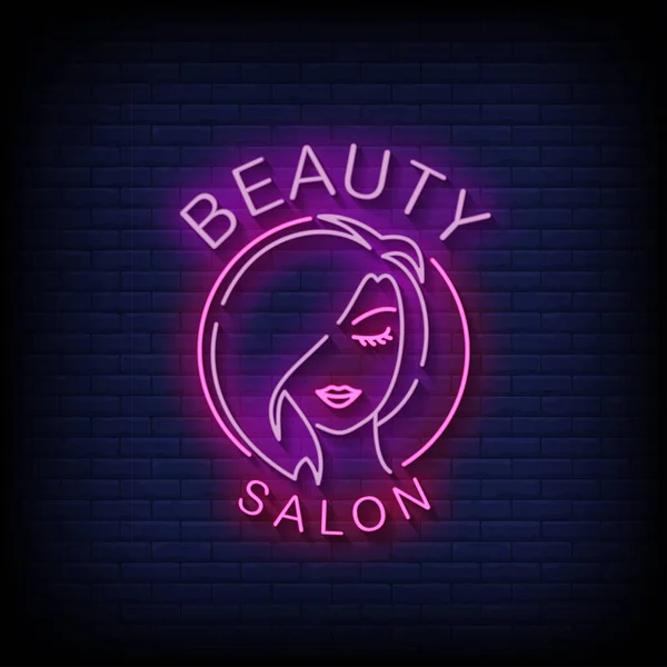 Neon Style Vector Illustration Lettering Beauty Salon — стоковый вектор