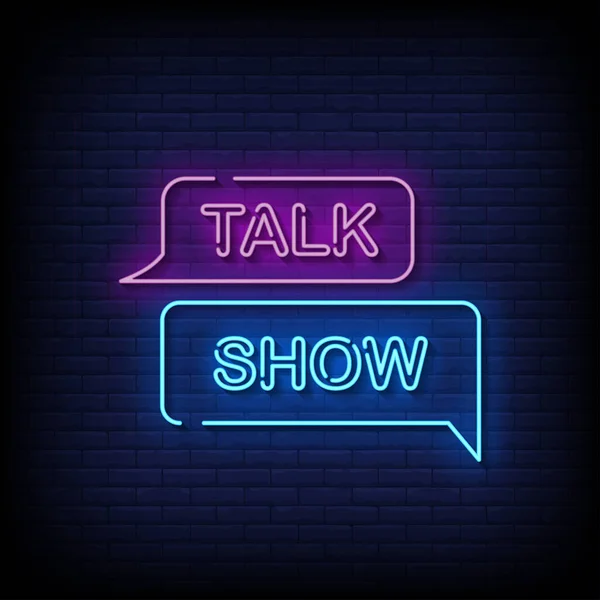 Neon Style Vector Illustration Lettering Talk Show — Stockvektor