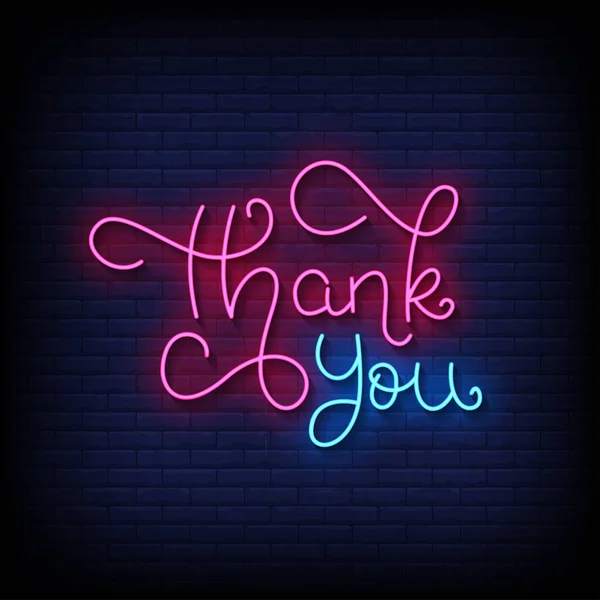 Neon Style Vector Illustration Lettering Thank You — Stock Vector