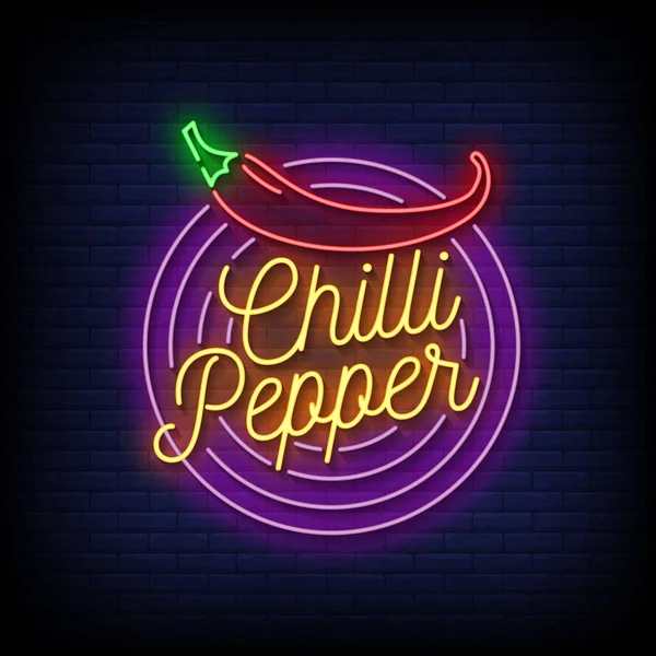 Chilli Pepper Neon Signs Style Text Vector — Stock Vector