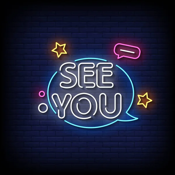 See You Neon Signs Style Text Vector — Stockový vektor