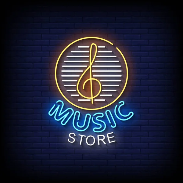Music Store Neon Signs Style Text Vector — Vector de stock