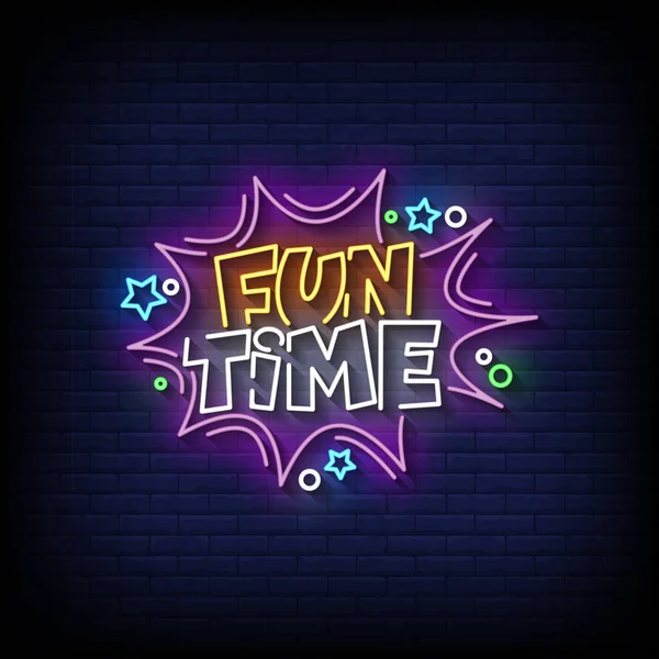 Fun Time Neon Signs Style Text Vector — Wektor stockowy