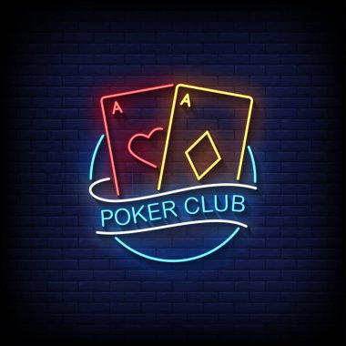 Poker Kulübü Neon İşaret Biçimi Metin Vektörü