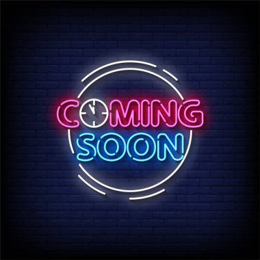 Yakında Neon İşaretleri Biçimi Metin Vektörü