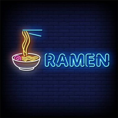 Ramen Neon İşaretleri Biçimi Metin Vektörü